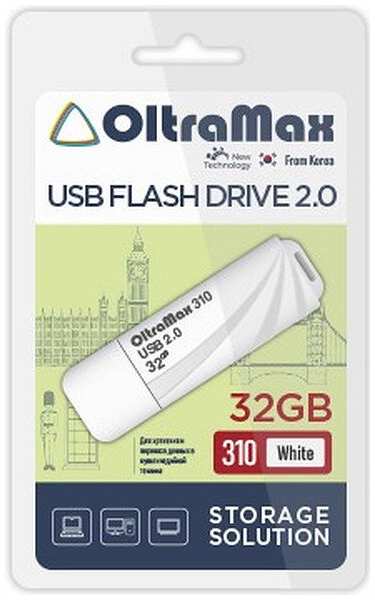 Накопитель USB 2.0 16GB OltraMax OM-16GB-310-White 310, белый 969335336