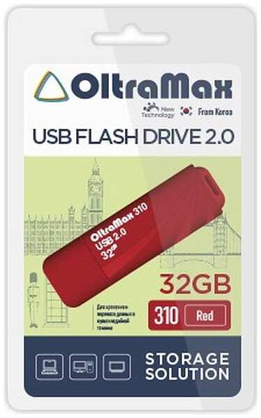 Накопитель USB 2.0 16GB OltraMax OM-16GB-310-Red 310, красный 969335337