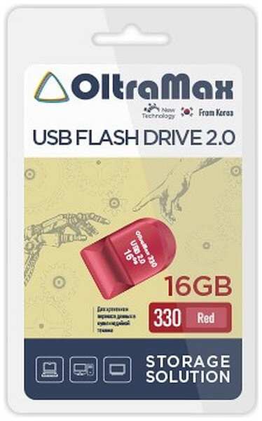 Накопитель USB 2.0 16GB OltraMax OM-16GB-330-Red 330, красный 969335339