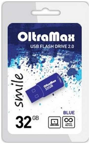 Накопитель USB 2.0 32GB OltraMax OM 032GB Smile Bl Smile, синий 969335350