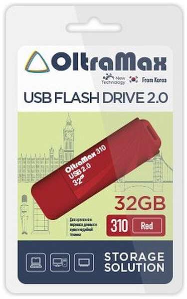 Накопитель USB 2.0 32GB OltraMax OM-32GB-310-Red 310
