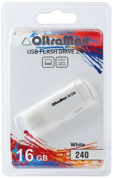 Накопитель USB 2.0 16GB OltraMax OM-16GB-240-White 240, белый 969335502