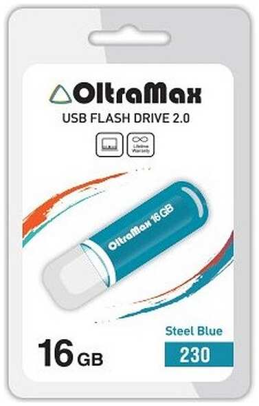 Накопитель USB 2.0 16GB OltraMax OM-16GB-230-St Blue 230, стальной синий 969335506