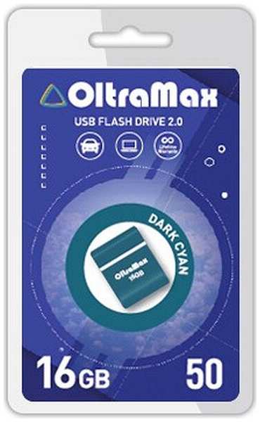 Накопитель USB 2.0 16GB OltraMax OM-16GB-50-Dark Cyan 50, тёмно голубой 969335543