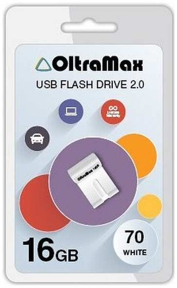 Накопитель USB 2.0 16GB OltraMax OM-16GB-70-White 70, белый 969335547