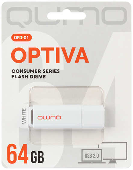 Накопитель USB 2.0 64GB Qumo QM64GUD-OP1-white Optiva 01