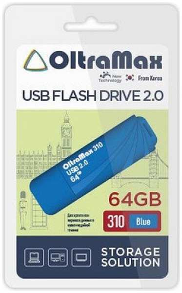 Накопитель USB 2.0 64GB OltraMax OM-64GB-310-Blue 310