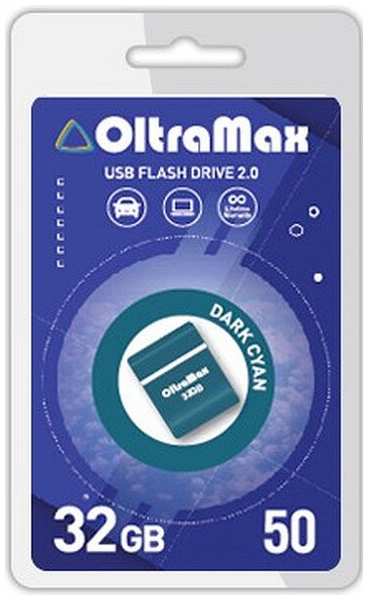 Накопитель USB 2.0 32GB OltraMax OM-32GB-50-Dark Cyan 50, тёмно голубой 969335580