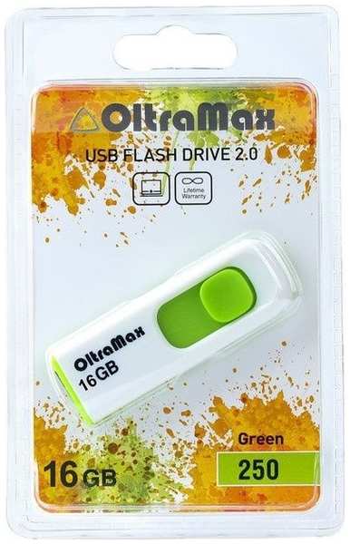 Накопитель USB 2.0 16GB OltraMax OM-16GB-250-Green 250, зелёный 969335596