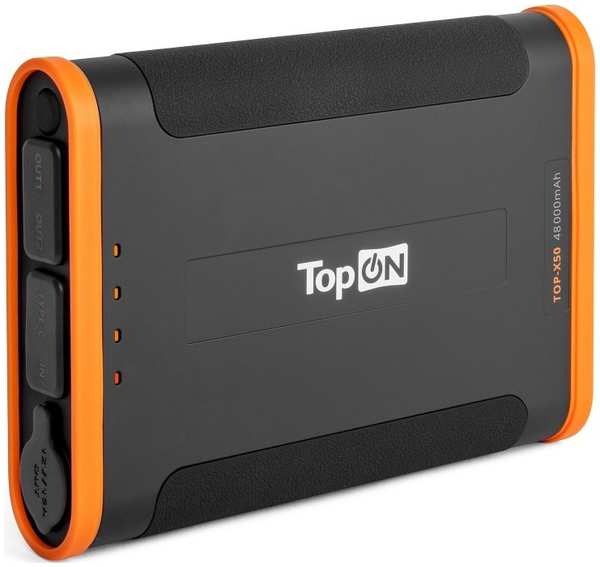 Аккумулятор внешний универсальный TopOn TOP-X50 48000mAh Type-C PD 60W, USB1 QC3.0, USB2 12W, авторозетка 180W, фонарь, защита от брызг, LiFePO4, черн 969337273