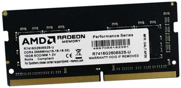 Модуль памяти SODIMM DDR4 16GB AMD R7416G2606S2S-U PC4-21300 2666MHz CL16 1.2V RTL