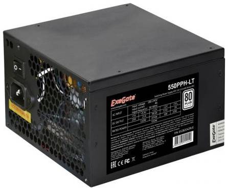 Блок питания ATX Exegate 550PPH-LT EX282042RUS 550W, RTL, 80+, APFC, 12cm, 24p, (4+4)p, 5*SAT