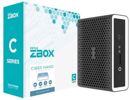 Платформа Zotac ZBOX CI665 nano i7-1165G7, 2*DDR4(3200), 2.5″ HDD/SSD, M.2, 2*Glan, WiFi, BT, Iris Xe graphics, SD card-reader, Thunderbolt 4, 4*USB 3