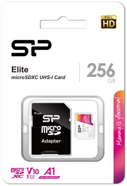 Карта памяти 256GB Silicon Power SP256GBSTXBV1V20SP microSDXC Class 10 UHS-I U3 100 Mb/s Elite A1 (SD адаптер)