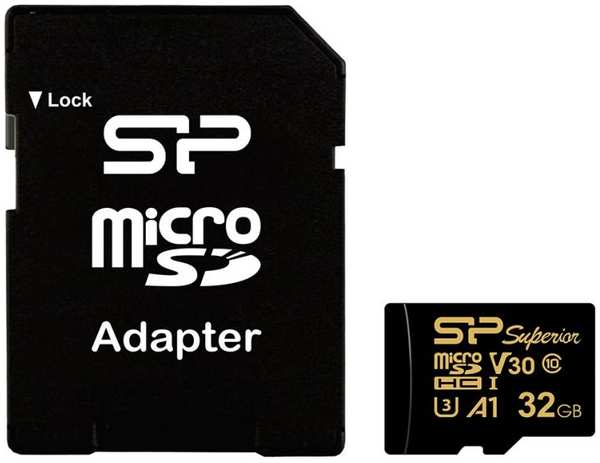Карта памяти 32GB Silicon Power SP032GBSTHDV3V1GSP microSDHC Class 10 UHS-I U3 100/80 Mb/s A1 (SD адаптер) 969351158