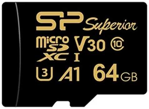 Карта памяти 64GB Silicon Power SP064GBSTXDV3V1GSP microSDXC Class 10 UHS-I U3 A1 100/80 Mb/s Superior Golden A1 (SD адаптер) 969351159