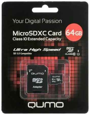 Карта памяти MicroSDXC 64GB Qumo QM64GMICSDXC10U1 Class 10 UHS-I + SD адаптер 969354447