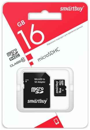 Карта памяти 16GB SmartBuy SB16GBSDCL10-01LE MicroSDHC Сlass 10 + SD адаптер 969354479