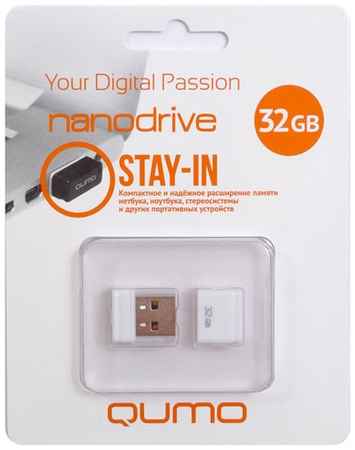 Накопитель USB 2.0 32GB Qumo QM32GUD-NANO-W Nano