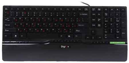 Клавиатура Delux Digion PTDLK1882U 6913060818222 Ultra-Slim, ММ, USB (черная, с зеленой вставкой) 969355406