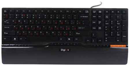 Клавиатура Delux Digion PTDLK1882U 6913060818215 Ultra-Slim, ММ, USB (черная, с оранжевой вставкой)