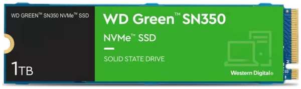 Накопитель SSD M.2 2280 Western Digital WDS100T3G0C SN350 NVMe 1TB QLC 3200/2500MB/s 300K/400K IOPS MTBF 1M