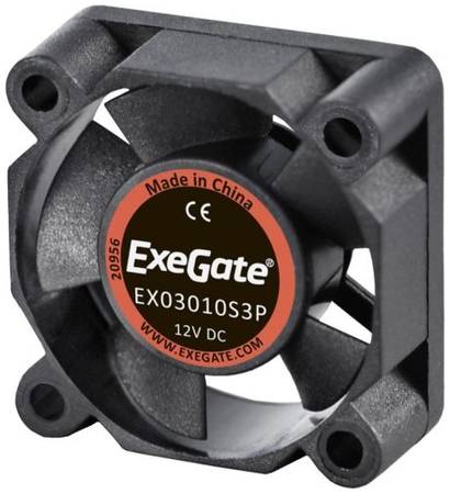 Вентилятор Exegate EX03010S3P EX281210RUS Вентилятор ExeGate EX03010S3P, 30x30x10 мм, подшипник скольжения, 3pin, 9000rpm, 26dBAA 969360920