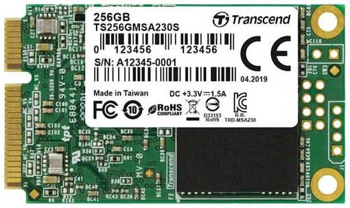 Накопитель SSD mSATA Transcend TS256GMSA230S 230S 256GB SATA 6Gb/s 3D TLC 530/400MB/s IOPS 45K/70K MTBF 2M