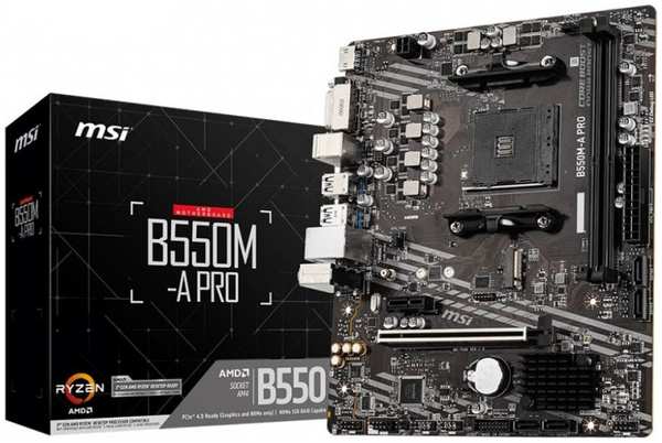 Материнская плата MSI B550M-A PRO (AM4, AMD B550, 2*DDR4(4600), 4*SATA 6G RAID, M.2, 2*PCIE, Glan, 7.1CH, HDMI, DVI-D, 5*USB 3.2, 4*USB 2.0) RTL 969369646