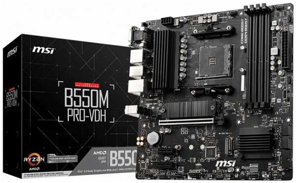 Материнская плата mATX MSI B550M PRO-VDH (AM4, AMD B550, 4*DDR4(4400), 4*SATA 6G RAID, 2*M.2, 3*PCIE, Glan, 7.1CH, VGA, HDMI, DP, 5*USB 3.2, USB Type