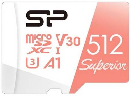 Карта памяти 512GB Silicon Power SP512GBSTXDV3V20SP Superior A1 Class 10 UHS-I U3 100/80 Mb/s (SD адаптер)