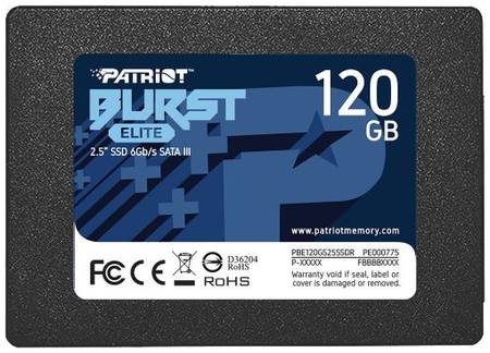 Накопитель SSD 2.5'' Patriot Memory PBE120GS25SSDR Burst Elite 120GB SATA 6Gb/s 3D TLC 450/320MB/s IOPS 40K/40K MTBF 2M 969372870