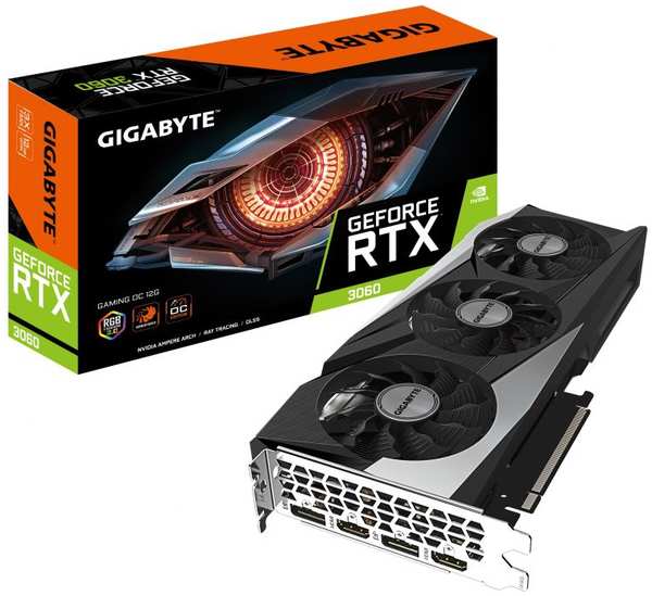 Видеокарта PCI-E GIGABYTE GeForce RTX 3060 GAMING OC (GV-N3060GAMING OC-12GD) 12GB GDDR6 192bit 8nm 1320/15000MHz 2*HDMI/2*DP RTL