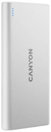 Аккумулятор внешний универсальный Canyon PB-106 CNE-CPB1006W 10000mAh, 5V/2A, 5V/2.1A(Max), USB cable length 0.3m, white 969377504