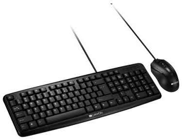 Клавиатура и мышь Canyon SET-1 USB standard KB, 104 keys, water resistant RU layout bundle with optical 3D wired mice 1000DPI,USB2.0, black, cable len 969377535