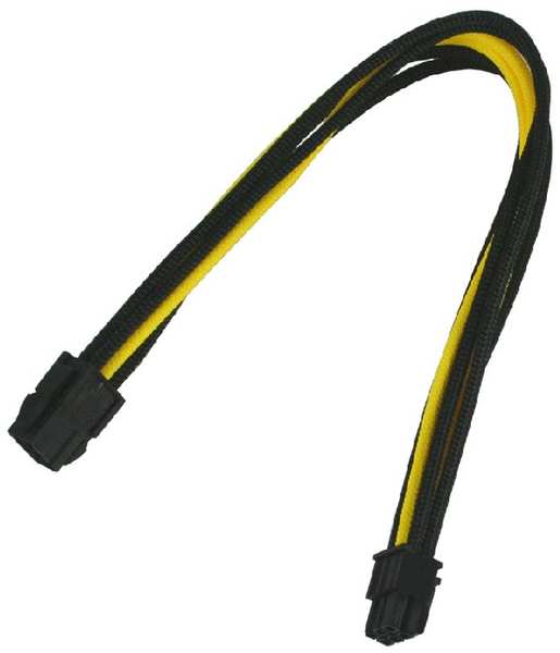 Удлинитель Nanoxia NX6PV3ESG 6-pin PCI-E, 30см, индивидуальная оплетка, черный/желтый 969383189