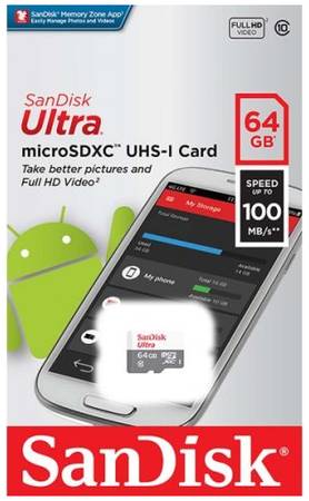 Карта памяти MicroSDXC 64GB SanDisk SDSQUNR-064G-GN3MN Class 10 Ultra UHS-I 100MB/s 969383394