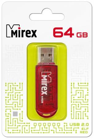 Накопитель USB 2.0 64GB Mirex ELF 13600-FMURDE64 красный 969383586