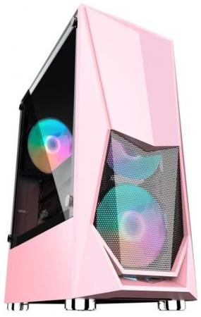 Корпус ATX 1STPLAYER DK-3 розовый, без БП, с окном, USB 3.0, 2*USB 2.0, audio 969386934
