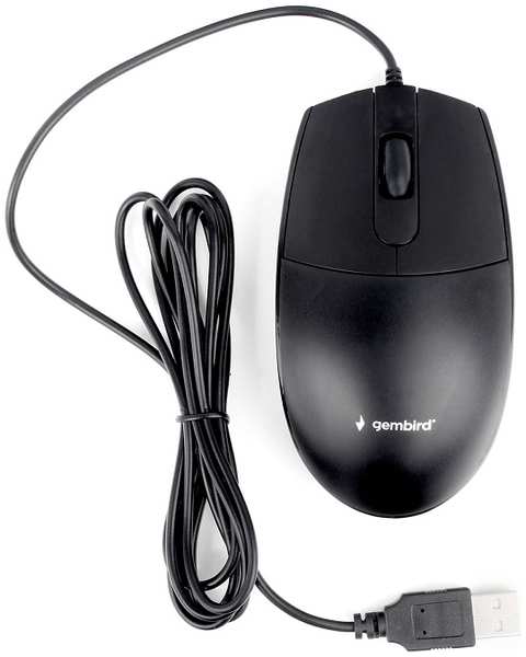 Мышь Gembird MOP-420 USB, черный, 2кн.+колесо-кнопка, 1000 DPI, кабель 1.8м 969387457