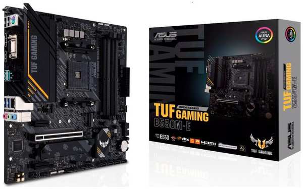 Материнская плата mATX ASUS TUF GAMING B550M-E 90MB17U0-M0EAY0 (AM4, AMD B550, 4*DDR4(4866), 4*SATA 6G RAID, 2*M.2, 4*PCIE, 7.1CH, Glan, 4*USB 3.2, HD