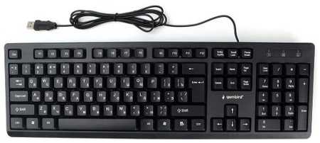 Клавиатура Gembird KB-8355U-BL черная, USB, лазерная гравировка символов, кабель 1.85м