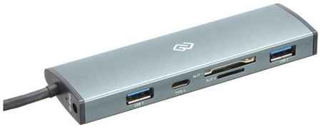 Концентратор USB 3.1 Digma HUB-2U3.0СCR-UC-G Digma 1088654 2*USB 3.0, USB Type-C, microSD/SD reader