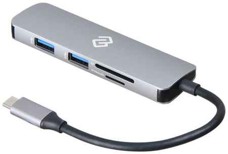 Концентратор USB 3.1 Digma DS-735UC_G Digma 1397050 2*USB 3.0, HDMI, microSD/SD reader, серый 969396490