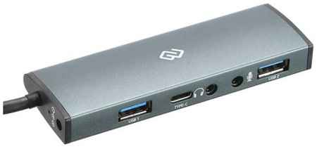 Концентратор USB 3.1 Digma HUB-2U3.0СAU-UC-G Digma 1088653 2*USB 3.0, audio, USB Type-C для подключения, серый 969396495