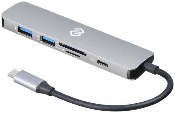 Концентратор USB 3.1 Digma DS-740UC_GL Digma 1397062 2*USB 3.0, HDMI, microSD/SD reader, USB Type-C PD 60W
