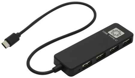 Концентратор USB 2.0 5bites HB24C-210BK 4*USB 2.0, USB Type-C cable 33cm, black 969396714