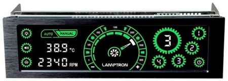 Панель управления вентиляторами Lamptron CM430 сенсорная, 30Вт/канал х4, PWM, черная, зеленая подсветка дисплея