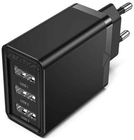 Зарядное устройство сетевое Vention FEAB0-EU Сетевое зарядное устройство Vention на 3 порта USB 2.4A Черный 969504446