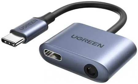 Адаптер UGREEN 60164 USB-C to 3.5mm audio with PD, серый 969511409